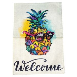 Vibrant Pineapple Welcome Mat with Sunglasses